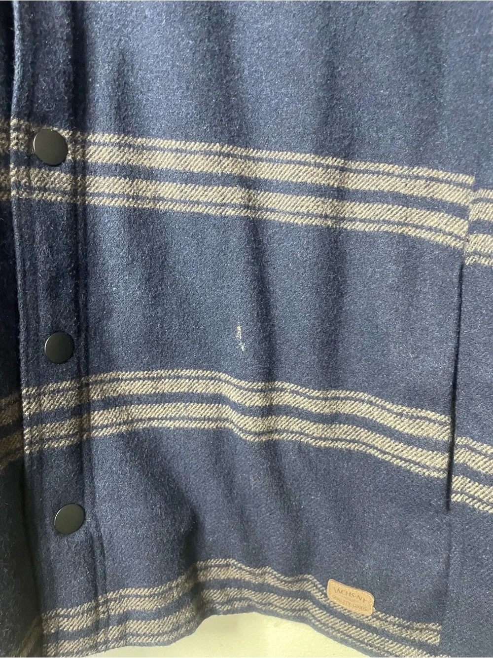 JACHS New York Men's XL Blue Striped Sherpa Lined Snap Button Jacket Pockets